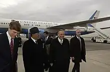 Rumsfeld with Uzbek Defense Minister Kadyr Gulyamov. Uzbekistan was a key ally in the War on Terror.