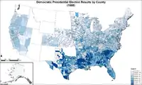 Map of Democratic presidential election results by county