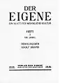 Der Eigene, vol. 13 (1930–32), no. 1 - nine issues in this format