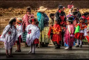 Image 21Traditional folk dress during a festival in Bolivia. (from Culture of Bolivia)