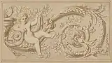 Design for a frieze with a putto and an acanthus scroll; probably from the 17th century; pen and brown ink with gray and light brown wash; the sheet: 21 × 32.5&nbsp;cm; Metropolitan Museum of Art (New York City)