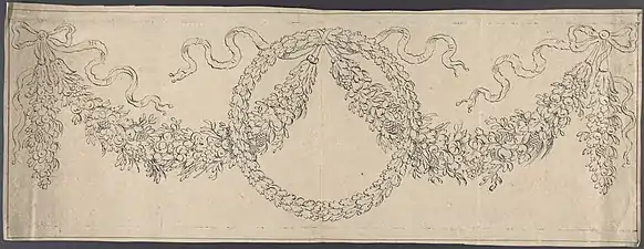 Design for a frieze with wreath and festoons, from the 18th century, in the Metropolitan Museum of Art