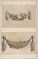 Two etchings of two designs of festoons, from 1694, in the Metropolitan Museum of Art