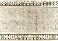 Detail of plant motifs on Taj Mahal wall