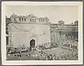 Detail of the entrance of Moti Bagh Palace from an album of photographs compiled by the wife of Dr. H.R. Hunter during his time as Dental Surgeon at Moti Bagh Palace during the reign of Maharajah Bhupinder Singh, circa 1922–23