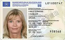 An EEA national identity card (German version pictured)