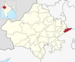 Location of Dholpur district in Rajasthan