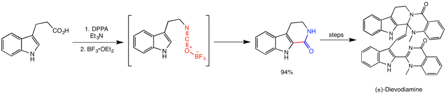 The Curtius rearrangement in the total synthesis of Dievodiamine