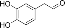 Kekulé, skeletal formula of 3,4-dihydroxyphenylacetaldehyde