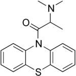 Skeletal formula of dimethylaminopropionylphenothiazine