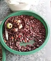 The short, compact fruit and seeds