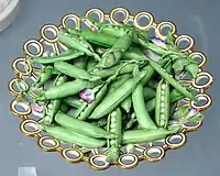 "Cheater" dish with peas, c. 1820