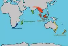 Map showing distribution of Sphaerotheriida in southern Africa, Madagascar, India, southeast Asia, Australia and New Zealand