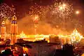 Festive fireworks at Harmandir Sahib temple on Bandi Chhor Divas.
