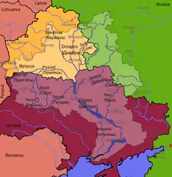 Map of the drainage basin of the Dnieper