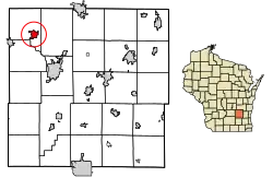 Location of Fox Lake in Dodge County, Wisconsin.
