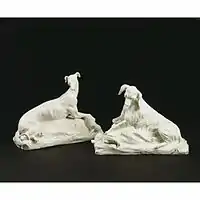 Pair of dogs, about 1749, height 13.4 centimetres (5.3 in), V&A Museum