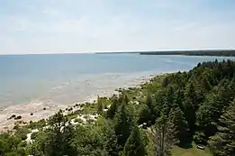 Shore of the island as seen from the lighthouse