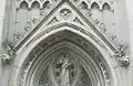 The elaborately carved tympanum above the main entrance