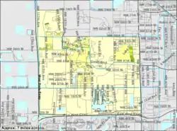 U.S. Census Bureau map showing the former CDP limits
