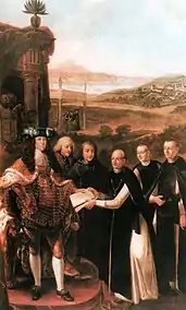 1795–96: Kaiser Karl VI with Abbott Robert Leeb&nbsp;[de] in Sankt Gotthard