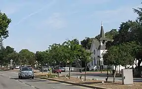 Downtown Morgan Hill and the historic Methodist Church