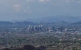 Aerial view of Downtown Phoenix, looking northeast