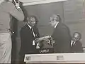 Dr. Abou-Heif receiving the 1981 Unesco Prize for the Teaching of Human Rights