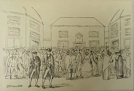 The Meeting House yard, Devonshire House, 1860