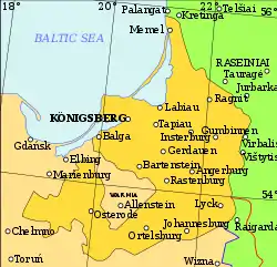 The Duchy of Prussia (yellow)