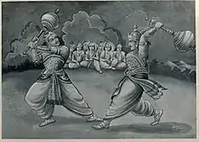 Image 68Bhima fighting with his famous Gada (from List of mythological objects)