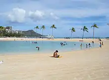 sandy beach and shallw lagoon
