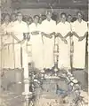 Members of Palakkappilly branch of Payyappilly family at the tomb of Payyappilly Varghese Kathanar during his 50th Dukrana on 5 October 1979