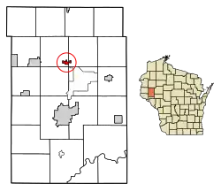 Location of Wheeler in Dunn County, Wisconsin.