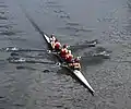 A Women's Coxed Four from Tees rowing club racing