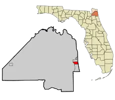 Location in Duval County and the state of Florida