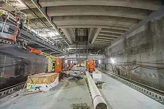 One of the lower level platforms under construction in Grand Central's future LIRR terminal
