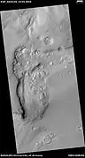 Wide view of dipping layers, upper plains unit, and brain terrain, as seen by HiRISE under HiWish program