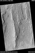 Wide view of several groups of linear ridges, as seen by HiRISE under HiWish program