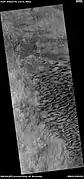 Wide view of a field of sand dunes, as seen by HiRISE under HiWish program