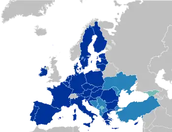 EU candidate states shown in cyan.