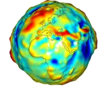 Image of globe combining color with topography.