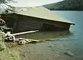 Cabin partially submerged by 1959 earthquake