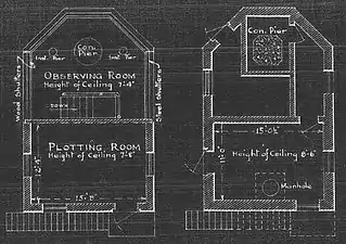 Plan of fire control station, east side of Fort Andrews, Massachusetts