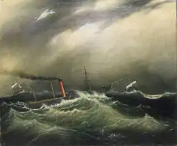 Eastward voyage of the new Cunarder Acadia, ca 1840-1860, in the collection at The Mariners' Museum