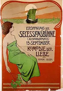 Edmund Edel&nbsp;[de], theatre poster for Komödie der Liebe by Henrik Ibsen