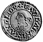 Obverse of silver 'Reform' penny of Edgar the Peaceful, c. 973-5.