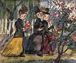 Three Women, ca. 1913. Watercolor, gouache, and charcoal on paper