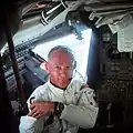 1969 on board the Eagle: Buzz Aldrin stows his sunglasses before the Moon landing