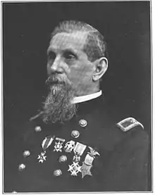 Edwin Seneca Greeley (1904–05) in military uniform with lineage society medals including SAR.